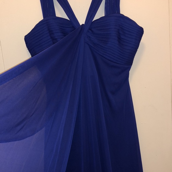 Alex Evenings Dresses & Skirts - Royal Blue Waterfall Front Pintuck Halter Gown 8P